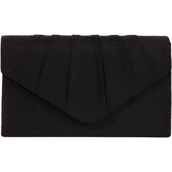 Clutch Purse Evening Bag for Women Evening Wedding Party Velvet Suede Pleated Ha - Picture 1 of 6